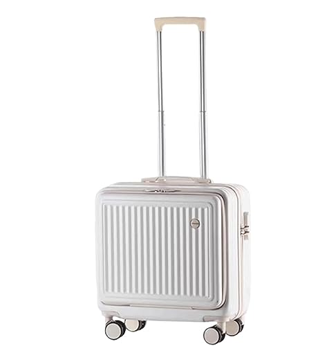 NESPIQ Handgepäck Koffer Universelle kleine Handgepäck-Frontabdeckung, vollständig geöffneter Koffer, Zahlenschloss-Gepäck Großer Koffer (Color : White, Size : 18inch) von NESPIQ