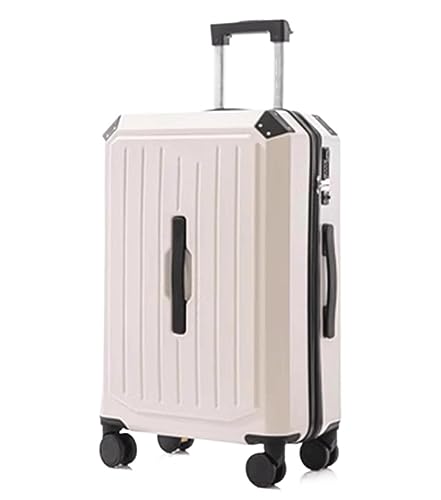 NESPIQ Handgepäck Koffer Wiederaufladbare Koffer Mit Getränkehalter, Koffer Mit Rollen, Anti-Fall-Gepäck Großer Koffer (Color : White, Size : 24 in) von NESPIQ