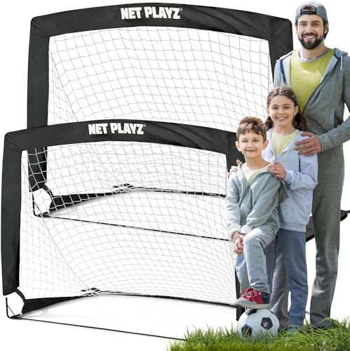 Fußballtore Fußballnetz – Kinder Pop-Up-Fußballtore für Hinterhofübungen und Training, tragbares Set von 2 von NET PLAYZ