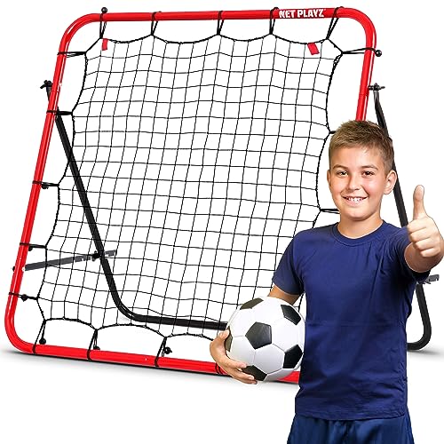 NET PLAYZ Rebounder für Fußball - Rebound Netz Prellwand Hilfsmittel und Ausrüstung das Geschicklichkeitstraining Kinder, Teenager alle Altersgruppen – Kick-Back/tragbar (100 x 100 cm), (NOS03940) von NET PLAYZ