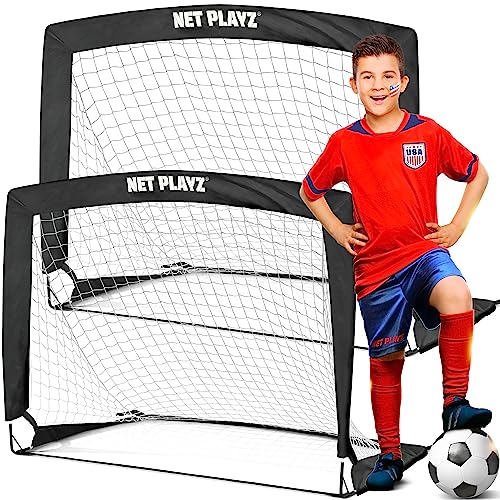 NET PLAYZ Ziele TGU-NPS-801 2-teilige Fußballtor-Kombination, Schwarz, Pair von NET PLAYZ