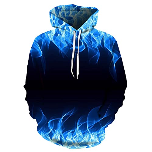 NEVRAH Blaue Flamme Hoodie 3D Fluoreszierend Sweatshirt Pullover Herren/Frauen Herbst/Winter Jacke Kleidung von NEVRAH