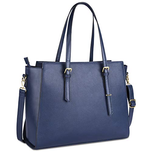 NEWHEY Handtasche Damen Shopper Damen Große Blau Gross Laptop Tasche 15.6 Zoll Elegant Leder Umhängetasche für Büro Arbeit Business Schule von NEWHEY