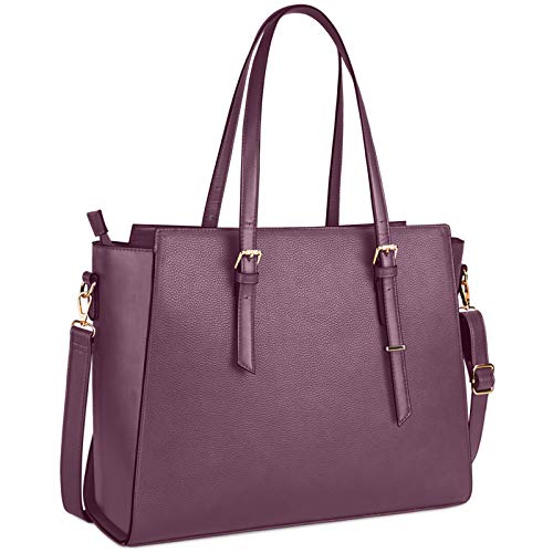 Handtasche Damen Shopper Damen Große Violett Gross Laptop Tasche 15.6 Zoll Elegant Leder Umhängetasche für Büro Arbeit Business Schule von NEWHEY