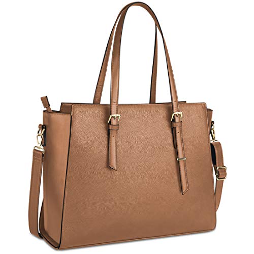 NEWHEY Handtasche Damen Shopper Damen Große Braun Gross Laptop Tasche 15.6 Zoll Elegant Leder Umhängetasche für Büro Arbeit Business Schule von NEWHEY