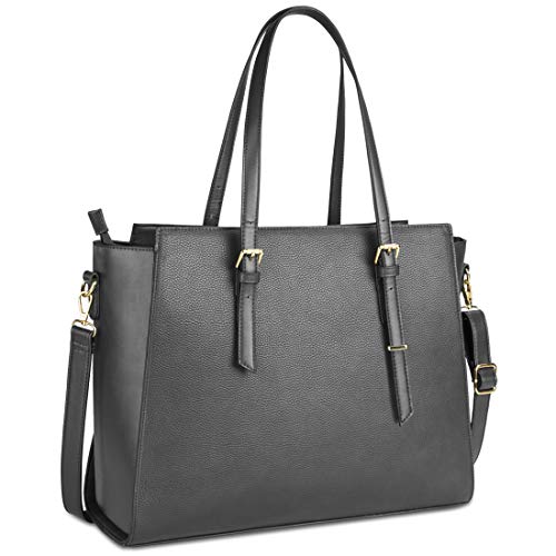 NEWHEY Handtasche Damen Shopper Damen Große Grau Gross Laptop Tasche 15.6 Zoll Elegant Leder Umhängetasche für Büro Arbeit Business Schule von NEWHEY