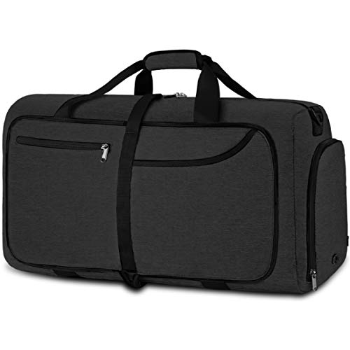 NEWHEY Reisetasche Groß 100L Faltbare Reisetaschen Leichte Sporttasche für männer mit Schuhfach für Weekender Herren Damen Duffel Taschen (Schwarz-100L) von NEWHEY