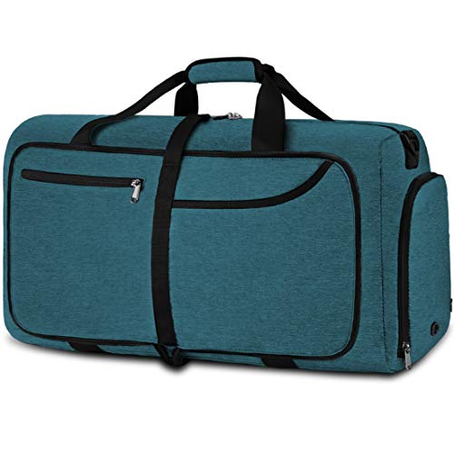 NEWHEY Reisetasche Groß 40L 65L Faltbare Reisetaschen Leichte Sporttasche für männer mit Schuhfach für Weekender Herren Damen Duffel Taschen (Light Blue-65L) von NEWHEY