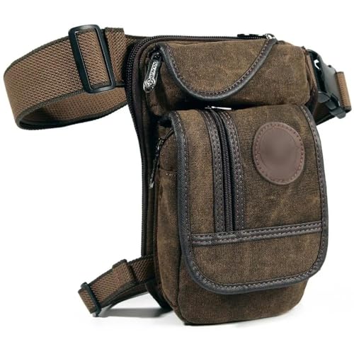 NGHSDO Beintasche Motorrad Herren Leinwand Drop Beinbeutel Motorrad Mehrzweck Messenger Umhängetaschen Gürtel Hüfte Bum Taille Fanny Pack Motorrad Beintasche (Color : Coffee) von NGHSDO