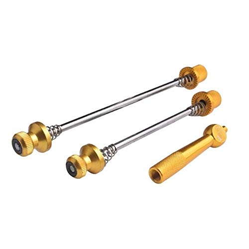 NGHSDO Schnellspanner Fahrrad Ultralight Fahrrad Quick Release Anti-Diebstahl-Straßen-MTB Fahrrad-Räder Locking Fahrradschnell Spieße 03 (Color : Gold) von NGHSDO