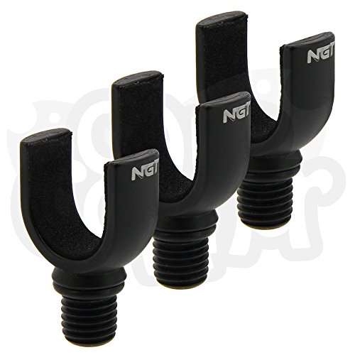 NGT-Angelrutenhalter für Karpfenangeln, aus leichtem Aluminium, schmal, 16 mm, Schwarz, 3 Stück von NGT