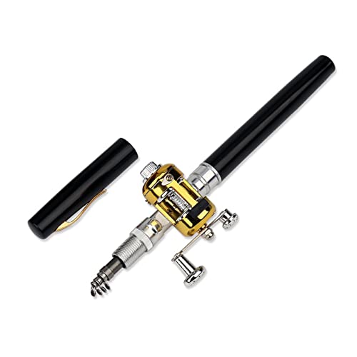 NICERAM Stift Angelrute Reel Combo Set, Angelrute Mini Angelrute, Einziehbare Outdoor Pen Shaped Pocket Pole Mit Angelrolle von NICERAM