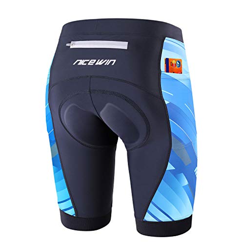 NICEWIN Radlerhose Damen mit Sitzpolster 4D Gepolstert Fahrradhose kurz Sporthose Atmungsaktive Schnell Trocknende Stoßfeste Radlershorts Damen,L,Blau von NICEWIN