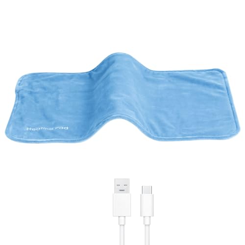 NICEYEA Elektrische Heizdecke USB 5V Flanell Wärmedecke Heizkissen Wärmekissen Tragbare Winter Erwärmung Waschbar Kuschelheizdecke Superweiches Wärmepads für Nacken Schulter (Himmel-blau, 50x30cm) von NICEYEA