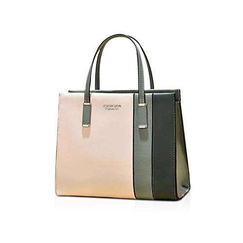 NICOLE & DORIS Damen Handtasche Mehrfarbig Gestreift Umhängetasche Tote Henkeltasche Frauen Elegante Shopper Tasche PU Leder Schultertasche Crossbody Bag Grün von NICOLE & DORIS