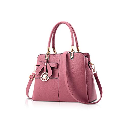 NICOLE&DORIS Damen Handtasche Schultertasche Frau Top Griff Taschen Umhängetasche Retro Weiblich Designer Große Tasche Rosa von NICOLE & DORIS