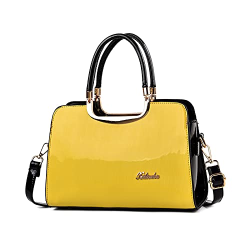 NICOLE & DORIS Damen Handtaschen Designer Frauen Umhängetasche PU Leder Schultertaschen Reißverschluss Handtasche Gelb von NICOLE & DORIS