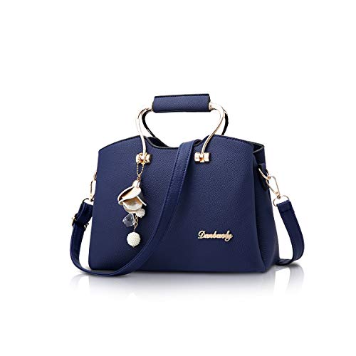NICOLE & DORIS Damen Handtaschen mit Griff Umhängetasche Crossbody Tasche aus Leder für Damen mit langem Gurt, dunkelblau, L, Elegant von NICOLE & DORIS