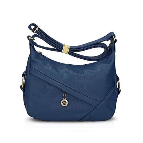 NICOLE & DORIS Damen Schultertasche Weiche Leder Frauen Umhängetasche Handtasche Damen Crossbody Messenger Tasche mit Reißverschluss Blau von NICOLE & DORIS