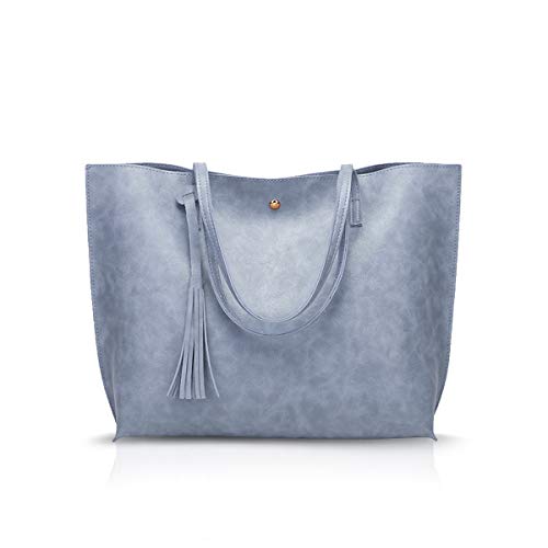 NICOLE&DORIS Damen Tote Tasche Handtasche Schultertasche aus PU-Leder Umhängetaschen Mode große Handtasche Blau von NICOLE & DORIS