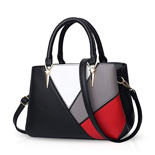NICOLE & DORIS Handtaschen für Damen taschen Leder Damen Handtasche die neuesten Trends Spleiß Farbe Umhängetaschen Schwarz von NICOLE & DORIS