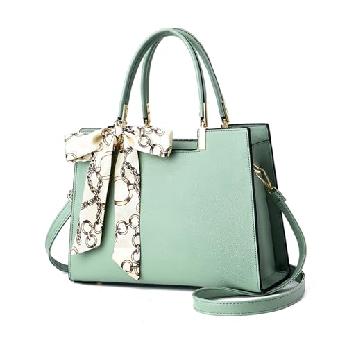 NICOLE & DORIS Elegante Handtaschen Damen Shopper Schultertasche Tote Handtasche PU Leder Mittelgroß Tasche mit Griff Frauen Umhängetasche mit DREI Fächern Grün von NICOLE & DORIS