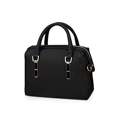 NICOLE & DORIS Fashion Umhängetasche für Frauen Klein Henkeltasche Top Griff Tasche Quadratische Tasche PU Leder Handtasche Einfache Schultertasche Schwarz von NICOLE & DORIS