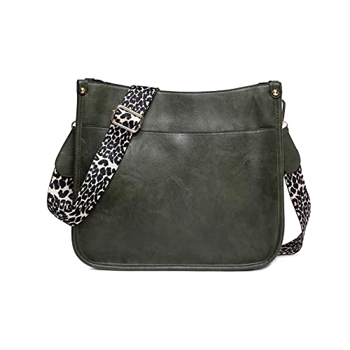 NICOLE & DORIS Frauen Umhängetasche Damen Handtasche Schultertasche Leder PU Satchel Tasche Multi-Pocket Crossbody Bag Damen Messenger Bag Shopper Tragetasche Dunkelgrün von NICOLE & DORIS