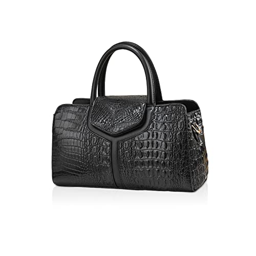 NICOLE & DORIS Handtasche Damen Krokodil Henkeltasche Elegant Schultertaschen PU Leder Umhängetasche Crossbody Bag Frauen Satchel Handtasche Clutch Tasche Schwarz von NICOLE & DORIS