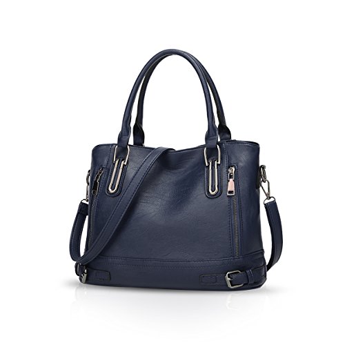 NICOLE & DORIS Handtasche für Damen Schultertasche Henkeltaschen Handtasche Umhängetasche Kunstleder Blau von NICOLE & DORIS