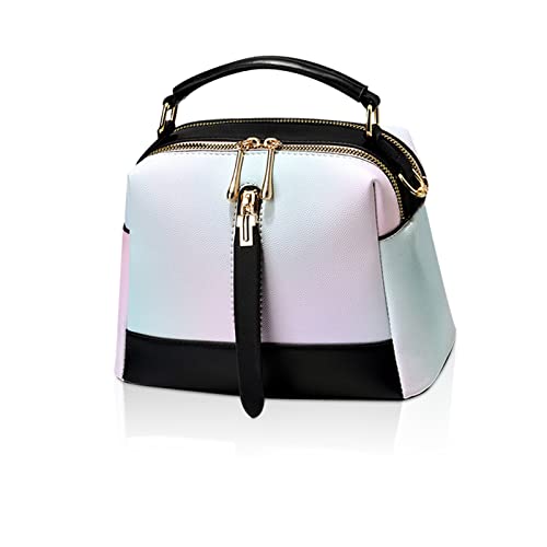 NICOLE & DORIS Handtasche für Damen klein Umhängetasche Modern Schultertaschen PU Leder Mehrfarbige Henkeltasche Mädchen Messenger Bag Satchel Crossbody Bag Handytaschen Schwarz von NICOLE & DORIS