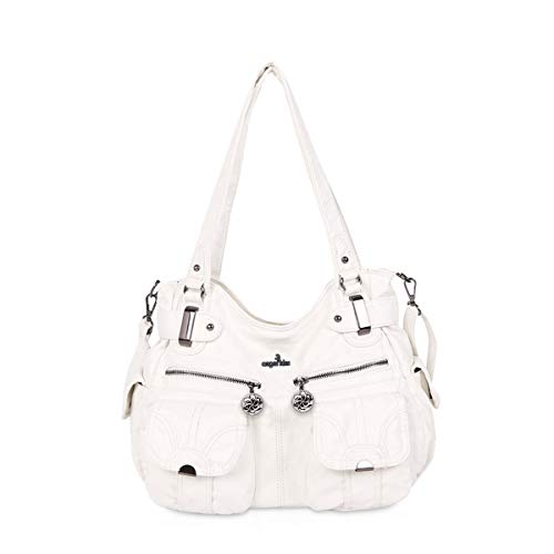 NICOLE & DORIS Handtaschen Damen Lederimitat Umhängetasche Designer Shopper Hobo Taschen Groß Tasche Weiß von NICOLE & DORIS