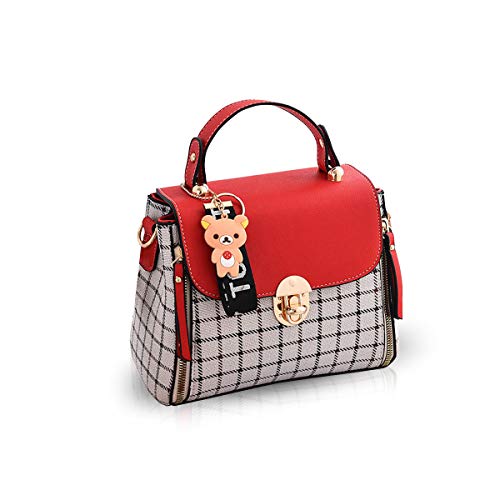NICOLE&DORIS Handtaschen für Damen Niedliche Umhängetasche Mädchen Reißverschluss Handtasche PU Leder Schultertasche Crossbody Bag rot von NICOLE & DORIS