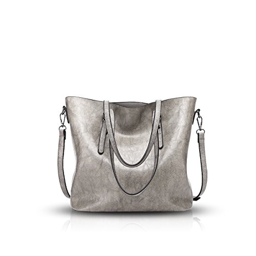 NICOLE&DORIS Neu Frau Tote Handtasche Schultertasche Crossbody Damen PU Grau von NICOLE & DORIS