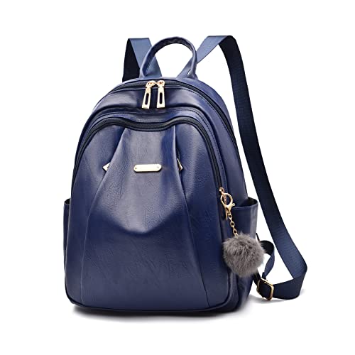 NICOLE & DORIS Rucksack Frauen Modern Rucksack Damen Groß Anti Diebstahl Rucksäcke PU Leder Wasserdichter Schulrucksack Cityrucksack Daypack für Reisen Freizeit Arbeit Blau von NICOLE & DORIS