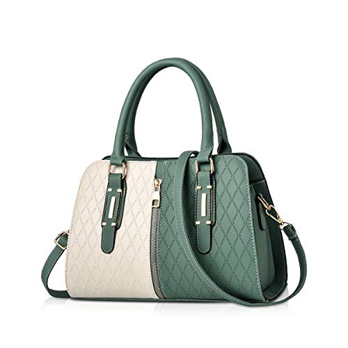 NICOLE & DORIS Schultertasche Damen Mode PU Leder Schick Shopper Handtasche Umhängetasche Tote Handtaschen mit Quasten Grün von NICOLE & DORIS