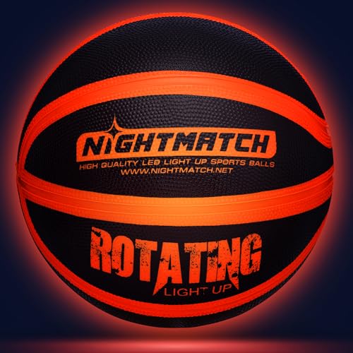 NIGHTMATCH LED Leuchtbasketball - Offizielle Größe 7 - Komplettset - 2 Sensor aktivierte LED's für Spaß im Dunkeln - Ideal für Klein & Groß - Leuchtender Basketball, Ball Leuchtend, Leucht, LED von NIGHTMATCH