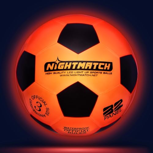 NIGHTMATCH LED Leuchtfußball - Offizielle Größe 3 - Ideal für Kinder - Komplettset - 2 Sensoren - aktivierte LED's für Spaß im Dunkeln - Fussball Leuchtend von NIGHTMATCH