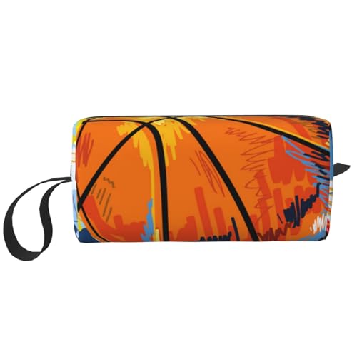 Basketball Bunte Skizze Vergnügen gedruckt, Make-up-Tasche, Kosmetiktasche, tragbare Reise-Kulturtasche, Make-up-Tasche, Organizer von NIHAPUDW