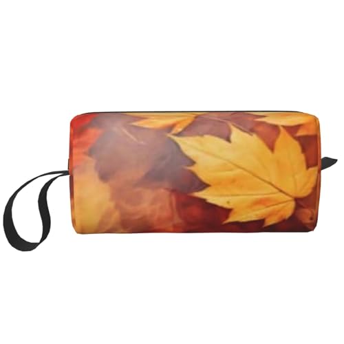 Herbstblätter fallender Fluss (2), Make-up-Tasche, Kosmetiktasche, tragbare Reise-Kulturtasche, Make-up-Tasche, Organizer von NIHAPUDW