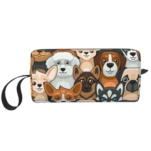 Hundedruck im Cartoon-Stil, Make-up-Tasche, Kosmetiktasche, tragbare Reise-Kulturtasche, Make-up-Tasche, Organizer von NIHAPUDW