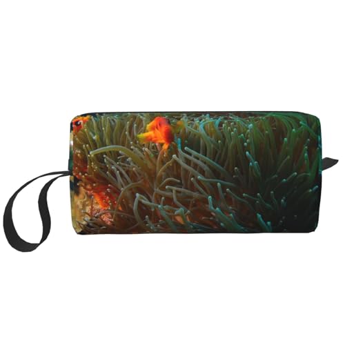 Korallen- und Fischdruck, Make-up-Tasche, Kosmetiktasche, tragbare Reise-Kulturtasche, Make-up-Tasche, Organizer von NIHAPUDW