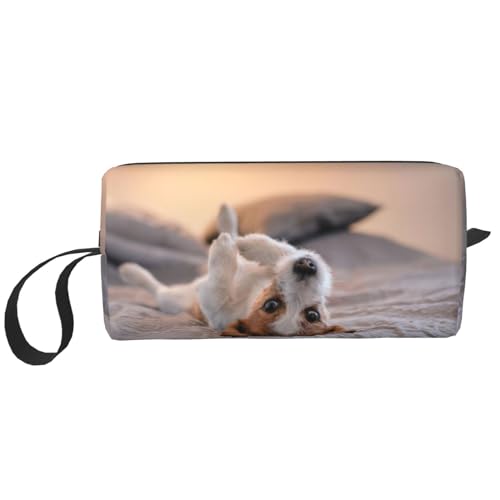 Niedlicher Kleiner Hund Jack Russell Terrier, Make-up-Tasche, Kosmetiktasche, tragbare Reise-Kulturtasche, Make-up-Tasche, Organizer von NIHAPUDW