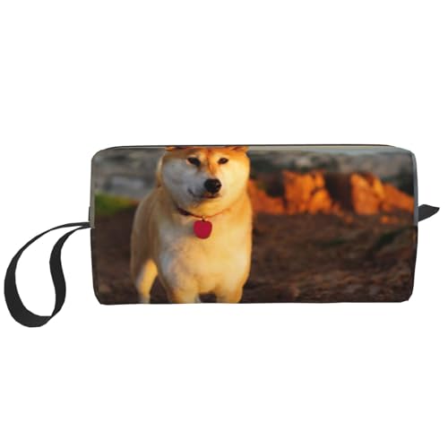 Shiba Inu Haustiere Hunde Sonnenuntergang Bokeh Shiba Inu, Make-up-Tasche, Kosmetiktasche, tragbare Reise-Kulturtasche, Make-up-Tasche, Organizer von NIHAPUDW