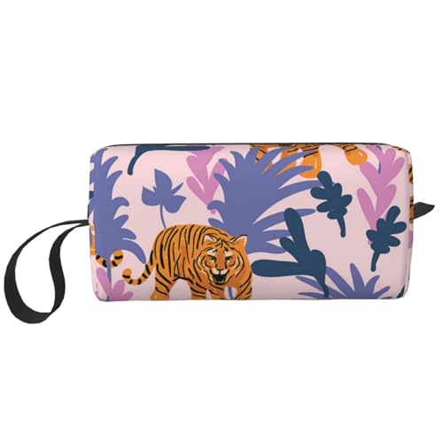Tiger im Dschungel, Make-up-Tasche, Kosmetiktasche, tragbare Reise-Kulturtasche, Make-up-Tasche, Organizer von NIHAPUDW