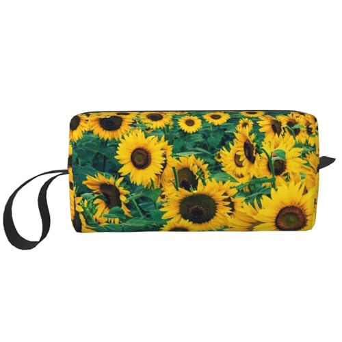 Viele schöne Sonnenblumen, Make-up-Tasche, Kosmetiktasche, tragbare Reise-Kulturtasche, Make-up-Tasche, Organizer von NIHAPUDW