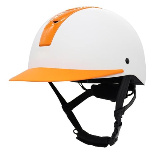 NIKSHI Reiterhelm, Reiten Helm Lightweight Comfy Reiten Hüte Atmungsaktive Reitenhelme Für Womnes, Mädchen, Kleinkinder, White orange-M(54-58cm) von NIKSHI