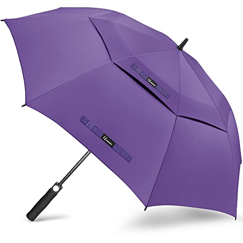 NINEMAX Golf Regenschirm Groß Sturmfest - Regenschirm XXL 62 Zoll - Golfschirm mit Doppellagiger Schirmstoff(Lila) von NINEMAX