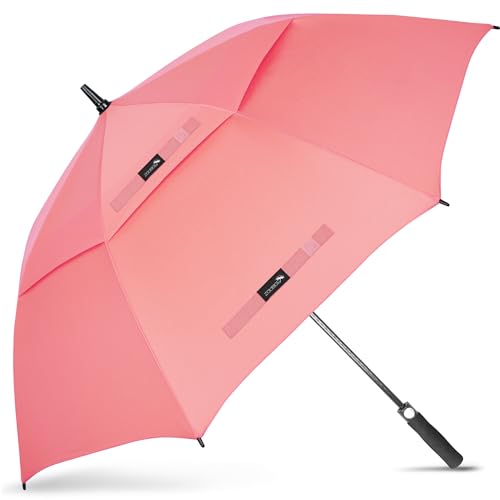 NINEMAX Regenschirm Groß Sturmfest,Golf Stockschirm XXL Automatik Auf,68 Inch Regenschirm für Herren Damen,Doppelt üBerdachung BelüFtet(Rosarot) von NINEMAX