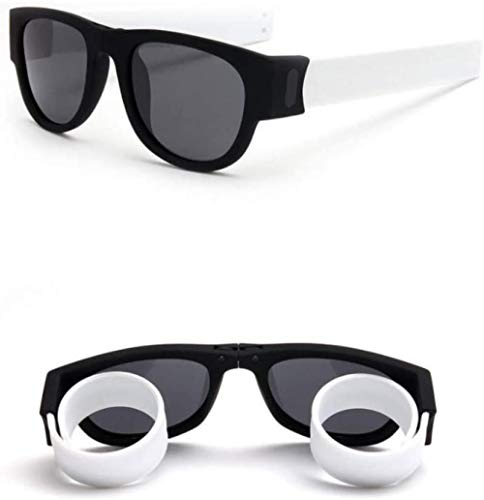 NIUASH Sonnenbrille polarisiert Polarisierte Sonnenbrille Clap Ring Brille Faltbare Uv400 Handgelenk Sonnenbrille Einzigartige Männer Frauen-C1_Black_White von NIUASH
